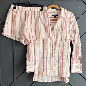 Steve Madden Pink and White Striped Two-Piece Beach lounge Set